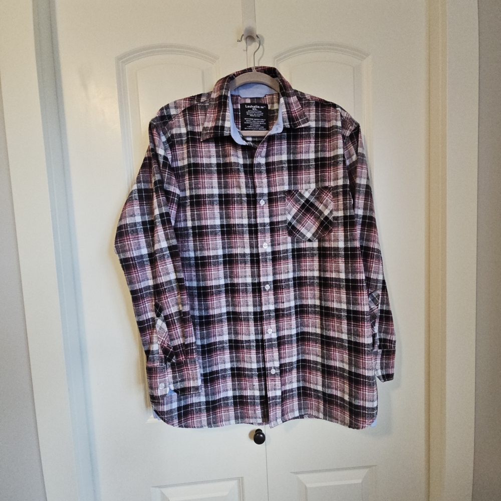 Men's Plaid Flannel Casual Button Down Shirt Sz XL